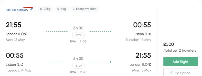 Flight booking detail